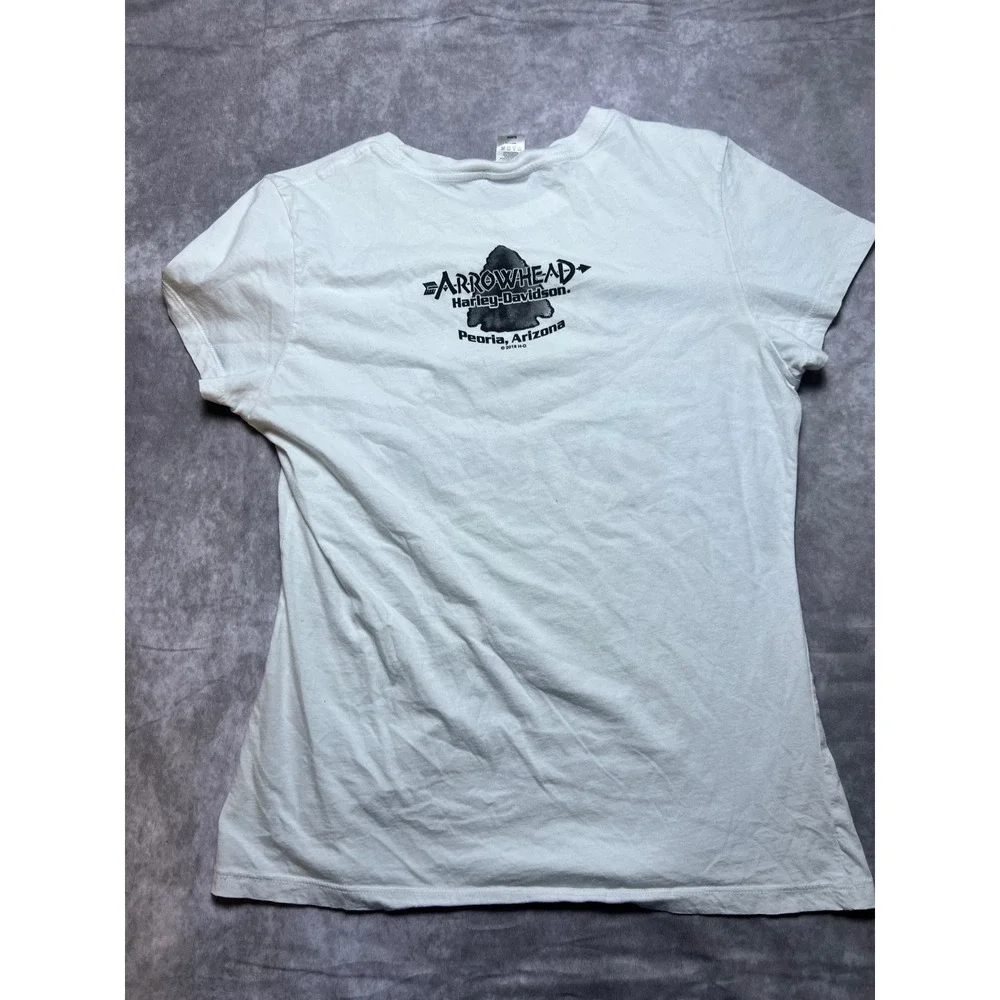 Harley-Davidson T-Shirt Women XL White Graphic Tee Arrowhead Peoria AZ 2018